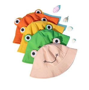 Printemps été mignon grenouille broderie pliable coton femme homme seau chapeau pour extérieur soleil pêche randonnée - Product Image 1