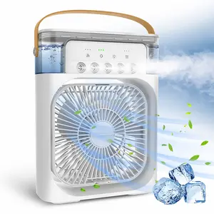 Miniventilador personal de mesa, Enfriador de aire con luz LED de 7 colores, humidificador y viento fuerte, hasta el sep10