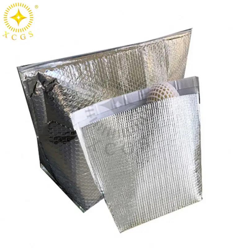 Aluminum Bubble Foil Box Liner Thermal Insulated Cream Cooler Bag For Shipping