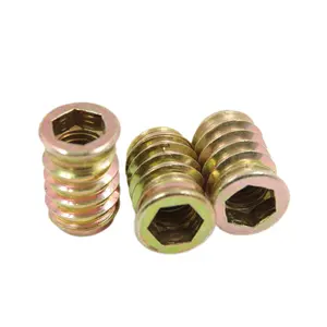 Stainless Steel Knock In Wood Insert Nuts Brass Cold Pressed Slotted Copper Nut For Wooden Furnitures