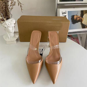 Sandali 2025 trasparenti tacchi medi da donna Sexy scarpe punta punta <span class=keywords><strong>Nude</strong></span> tacchi da donna e da donna con <span class=keywords><strong>tacco</strong></span> pantofole sandali - Product Image 1