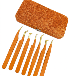 Estuche magnético de piel sintética color naranja de alta calidad TEEJAY para pinzas de pestañas, caja organizadora magnética para pinzas 78954 - Product Image 1