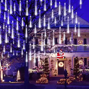 Penjualan terlaris lampu Natal meteor AC Plug luces de navidad tabung meteor hujan 50cm untuk Natal luar ruangan