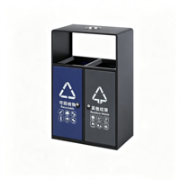 Venta Directa de Fábrica, Bote de Basura de Acero Inoxidable de 74L con Doble Compartimento, Bote de Basura de Acero Inoxidable para Lugares Públicos con Cenicero