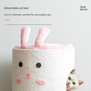 Cuccia per Gatti Integrata Grande e Moderna a Forma di Coniglio, Rimovibile, con Cesto in Sisal, Doppio Strato, Ecologica, in Cartone, Adatta agli Animali Domestici, per Uso Interno - Product Image 6