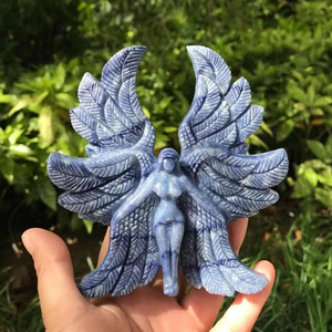 Ángel de Cristal al por Mayor, Piedra Curativa Natural, Ángel de Cristal de Aventurina Azul para Decoración del Hogar - Product Image 3