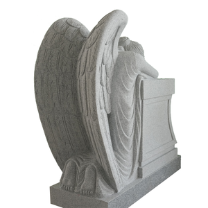 Traditional Kneeling Angel <b>Memorial</b> Statue Great Grey (G614) Granite 36 Inches Tall for Outdoor Use - Product Image 4