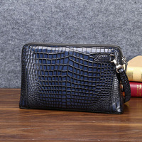 Logo Kustom Terlaris Berkualitas Tinggi Dompet Mewah Anti Maling Motif Kulit Buaya Resleting Besar Dompet Wanita Pria Clutch