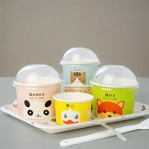 Bol à soupe en papier jetable personnalisé gobelets en papier contenant pour aliments bol en papier pour crème glacée à emporter biologique avec couvercles - Product Image 5