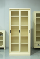 Armoire de rangement avec porte coulissante en verre pour bureau, armoire de classement métallique verrouillable pour espace de travail commercial