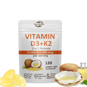 Cápsulas Blandas de Vitamina D3 de Alta Potencia 5000 UI + 100mcg K2 (como MK-7) de Marca Privada OEM para la Salud Ósea y Cardíaca, Fábrica Certificada GMP - Product Image 2
