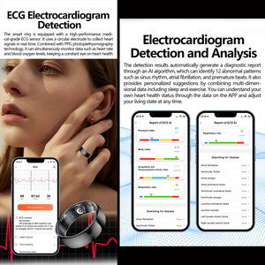 แหวนสมาร์ทเพื่อสุขภาพ พร้อม ECG 4 ลีด ผู้ผลิต ODM อุปกรณ์ติดตามสุขภาพทางการแพทย์ วัดอัตราการเต้นของหัวใจ SpO2 อุณหภูมิ ตรวจสอบการนอนหลับ ระบบสัมผัสอัจฉริยะ - Product Image 2