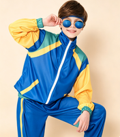 Ensemble de survêtement Hip Hop rétro années 80, veste et pantalon color block, costume de scène pour danse disco jazz, pour garçon et fille