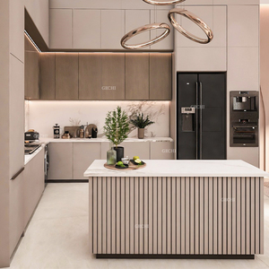 أثاث منزلي بسيط حديث ، تصميم مطبخ مخصص على الطراز الأوروبي ، خزانات مطبخ بخزانة مسطحة - Product Image 1