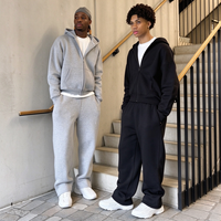 Survêtements Homme Personnalisables avec Logo, Couleur Unie, Coupe Oversize, Ensemble Sweat à Capuche Entièrement Zippé et Pantalon de Survêtement, OEM Streetwear TKAN1014