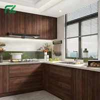 Armoires de cuisine modernes en aluminium en kit pour hôtels, avec îlot central, résistantes à l'eau et écologiques, pour la préparation des aliments et la rangement des provisions - Vente en gros