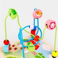 Jouet éducatif Montessori en gros pour bébés, boîte à trésors multifonctionnelle à perles rondes, cube d'activités en bois avec tri de formes pour enfants