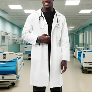 Camice da laboratorio in tessuto bianco personalizzato <span class=keywords><strong>per</strong></span> <span class=keywords><strong>medici</strong></span> manica lunga abbigliamento sperimentale invernale uniformi ospedaliere - Product Image 2