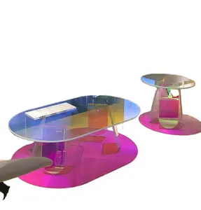 Nordic Modern Luxury Round and Rectangle Acrylic Coffee Table set For Modern Living Room