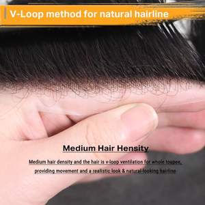 Toupet da <span class=keywords><strong>Uomo</strong></span> Ultra Sottile in PU con Capelli Umani Protesi per <span class=keywords><strong>Uomo</strong></span> con V-Loop Senza Nodi Attaccatura Naturale Sistema di Infoltimento Capillare - Product Image 3
