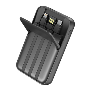Batterie externe ultra-fine 10000 mAh à succès avec support, affichage numérique et câble 3-en-1 intégré, charge rapide bidirectionnelle Type C - Product Image 3