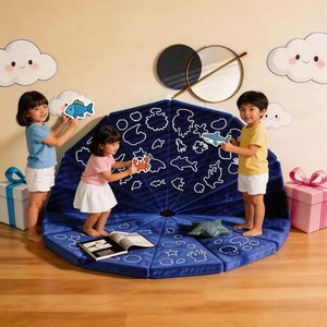 Magnetic <b>Sofa</b> Tent <b>Kids</b> Playhouse Blue Ocean Theme 16-Piece Modular Soft Foam Safety Cushion For Children's Room Indoor Outdoor - Product Image 3