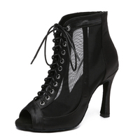 Chaussures de danse professionnelles LUOQIAO à talon moyen, respirantes, en satin, pour la danse de salon/latine, jazz, danse moderne, studio, bronze – Grande Vente