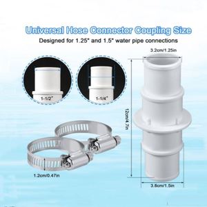 2pcs Stainless Steel <b>Hose</b> Clamps 1-1/4" or 1-1/2" <b>Hose</b> Adapter Pool <b>Hose</b> Connector Fittings for Swimming Pool <b>Vacuum</b> Cleaners - Product Image 2