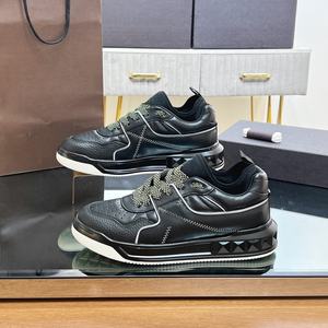 Chaussures décontractées en cuir véritable et maille, légères, respirantes, à semelle épaisse, basses, pour la marche saine des hommes en milieu urbain - Product Image 1