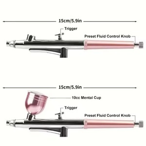 Aérographe professionnel portable à action simple avec buses de 0,3 mm pour la peinture de modèles, gâteaux, ongles, voitures et applications de beauté (jet d'encre) - Product Image 2