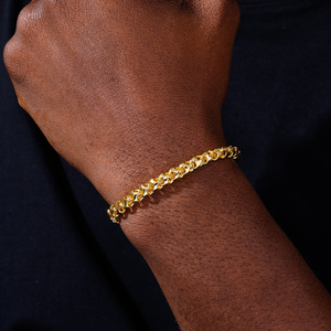Luxury Iced Out Long Lock 8mm Gold Plated 925 Sterling <strong>Silver</strong> VVS Moissanite Diamond Knight <strong>Armor</strong> Link Chain <strong>Bracelet</strong> - Product Image 4