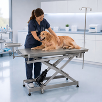 Table d'opération vétérinaire XY ACS07 avec inclinaison latérale unilatérale, réglage électrique de la hauteur et plateau en acier inoxydable