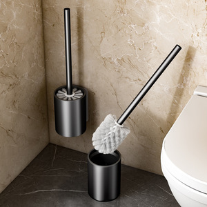 Zenidoo Eco-Friendly Wall-Mounted No-Punch Silicone Toilet Brush Long Handle PP <b>Scrubbing</b> Style for Home Bathroom Cleaning - Product Image 1