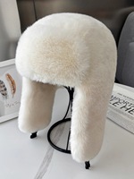 Sombrero de cubo de piel de conejo Rex de imitación esponjoso para mujer, gorro de fiesta cálido de invierno de felpa multicolor para informal y deportivo listo para viajar
