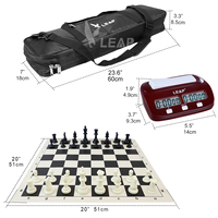 LEAP WG-CBS01 Échiquier en vinyle 20 pouces avec horloge numérique de chronométrage pour tournoi et fonction Delay Bonus, et jeu de pièces d'échecs PS 3,75 pouces (9,7 cm)