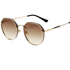 Gafas de sol polarizadas UV400 para mujer, con lentes rosas, montura de madera sin marco, tamaño pequeño - Product Image 1