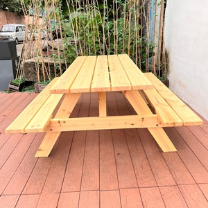 Tự Nhiên Đồ Nội Thất Ngoài Trời Rắn Gỗ Thông Dã Ngoại Bảng Và Băng Ghế 180Cm Chiều Dài Cho Thương Mại Khu Vườn Công Viên & Quán Cà phê - Product Image 5