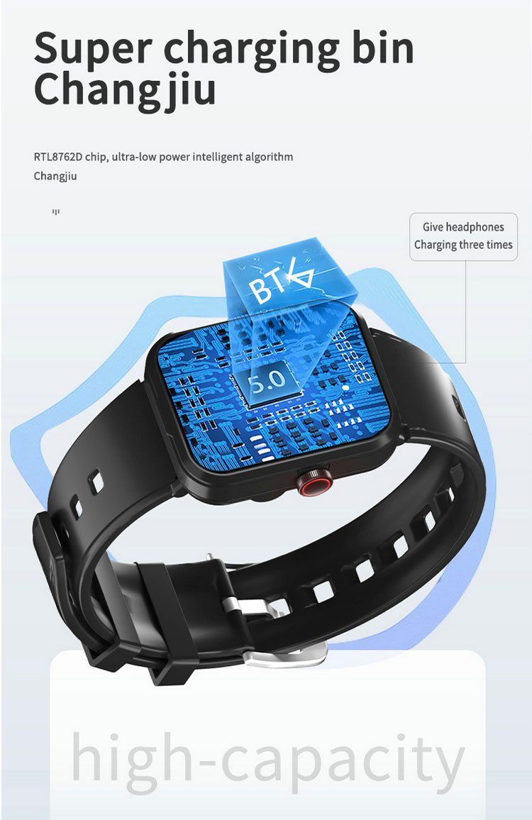 Water proof V22 with TWS wireless earphones earbuds music control BT calling smart watch waterproof