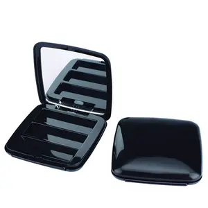 square black color makeup eyeshadow case with mirror