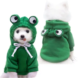 Felpa con cappuccio per cani-cappotto maglione di base per cani giacca invernale calda a forma di rana carina gatto vestiti per il freddo Outfit capispalla