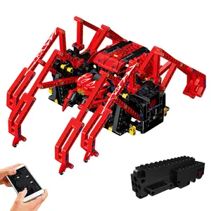 Liangjun novo produto 15053 aranha vermelha controle remoto tecnologia APP pequena partícula montado bloco de construção brinquedo modelo