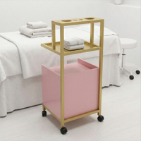 Chariot de Salon de Beauté de Luxe en Acier Inoxydable Plaqué Or, Chariot de Spa Durable avec Roues