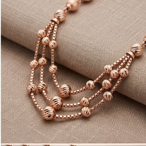Collier en argent 925 italien plaqué or rose, perles superposées, élégant, longue chaîne, bijoux pour femmes, à porter en soirée - Product Image 5