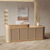 Comptoir de réception moderne en MDF avec éclairage LED, écoresponsable, pour hôtel, couleur personnalisable