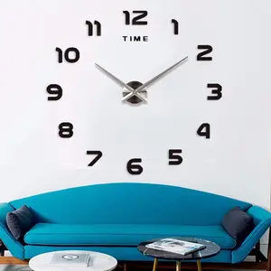 Orologio da parete digitale senza cornice, adesivo decorativo per la casa, orologio da parete fai da te, 17-47 pollici