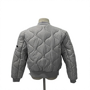 Women's <b>Quilted</b> Bomber <b>Jacket</b> Stand Collar Full Sleeve Zipper Closure Solid Color Autumn Wear - Product Image 2