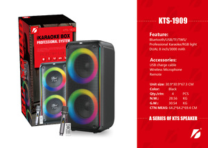 Kts không dây di động ngoài trời DJ bên BT loa với TWS & FM & USB đôi 8 inch KTS-1909 nhà máy giá - Product Image 2