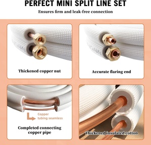 Kit de tubes en <span class=keywords><strong>cuivre</strong></span> pré-isolés pour climatiseur manuel YOD HVAC Contractor, flexible, aspiration haute pression, mini-split, comprenant deux tuyaux - Product Image 3
