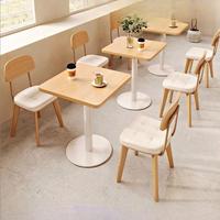 Meubles de café pour usage commercial, chaises en bois massif, style moderne, ensemble de chaises et de table en cuir