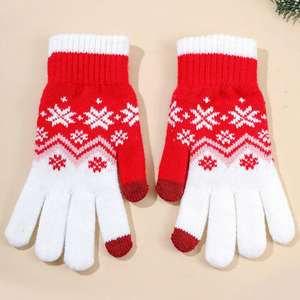 Manufacturer Custom Design Warm Touch Screen Winter Snowflake Cartoon Elk Christmas Tree Jacquard Knitted Christmas <strong>Gloves</strong> Scarf - Product Image 4